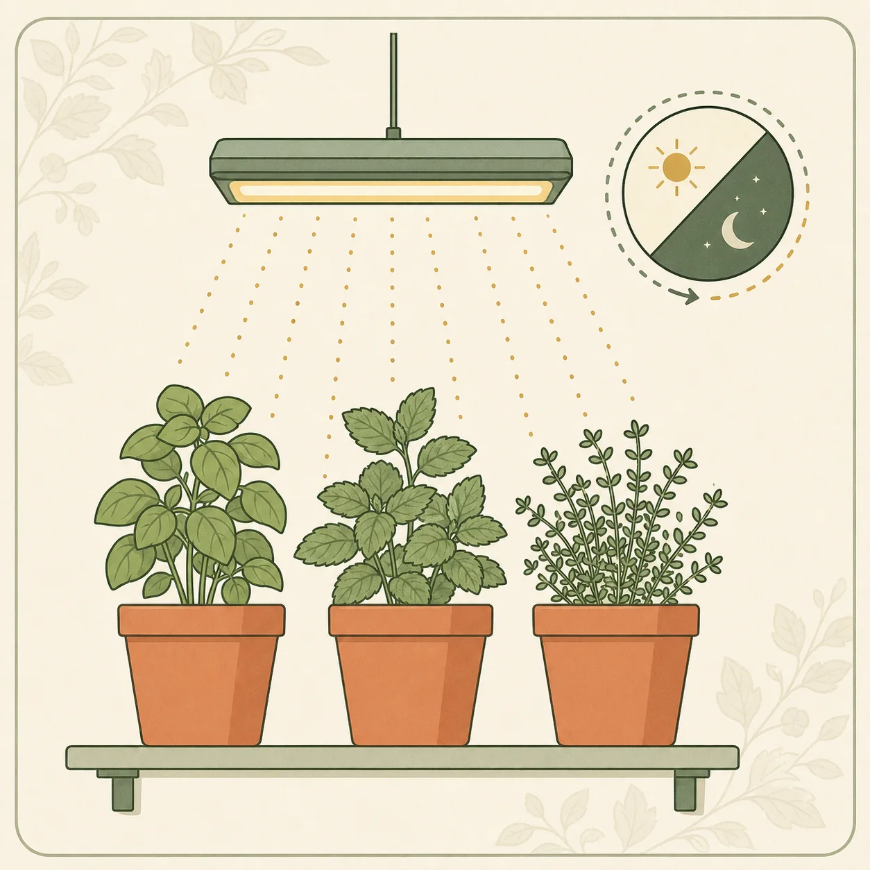 PPFD measurement grid across an indoor herb shelf