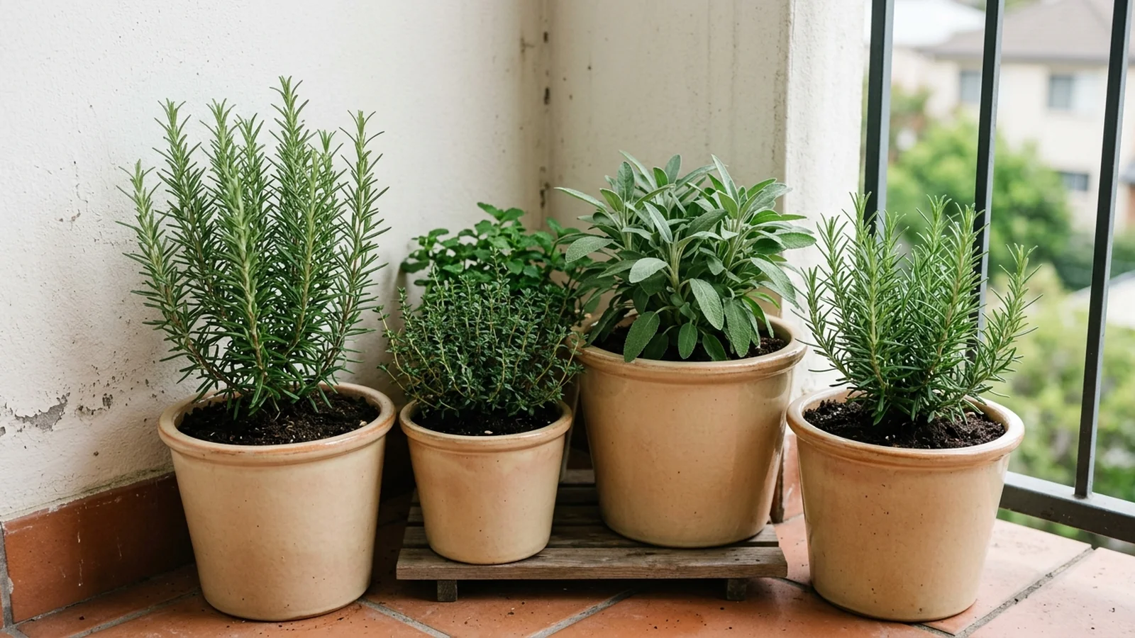 Diagram comparing a small unglazed pot that dries out fast against a larger grouped set of glazed pots holding moisture longer, for a traveler's container system